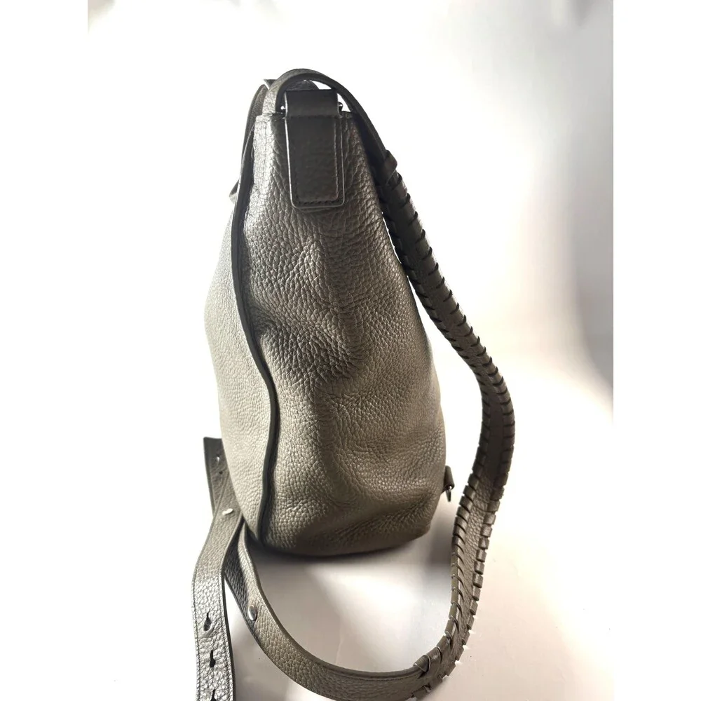 ALLSAINTS Kita Gray Pebbled Leather Slouchy Convertible Backpack